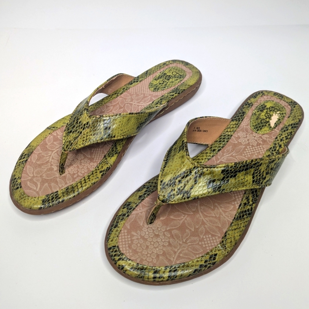 Born BOC Faux Snake Skin Slip-on Flip Flop Thong Sandal Women's 9